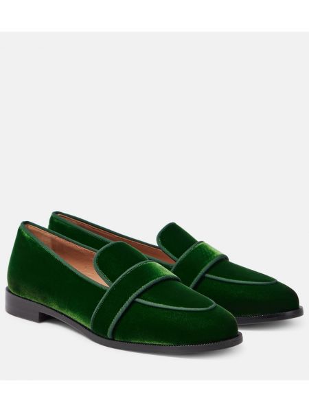 Loafers i sammet Aquazzura grön