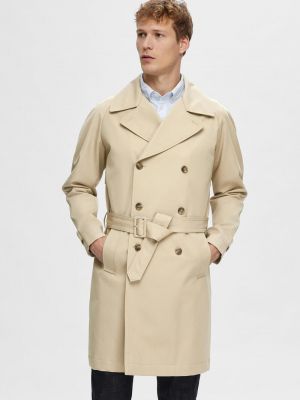 Классический пальто с поясом Selected коричневый