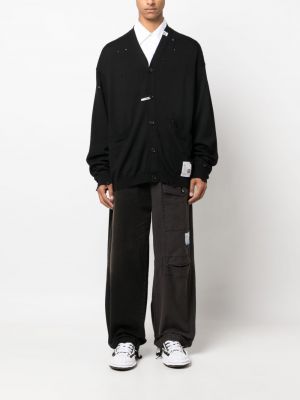Vlněný kardigan s oděrkami Maison Mihara Yasuhiro černý