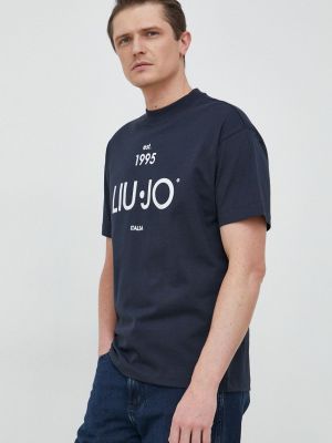 Памучна тениска с дълъг ръкав с принт Liu Jo