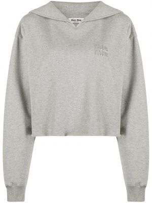 Bomull brodert sweatshirt Miu Miu grå