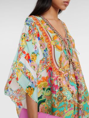 Robe longue en soie à fleurs Camilla