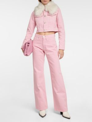 Szőrös farmer dzseki Ami Paris rózsaszín
