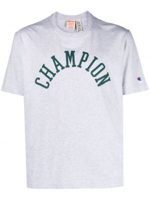 Bavlněné tričko s potiskem Champion šedé