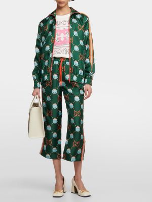 Hodvábna bunda s potlačou Gucci zelená