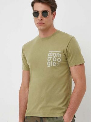 Памучна тениска с дълъг ръкав с принт Bomboogie зелено