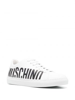 Sneakersy sznurowane koronkowe Moschino białe