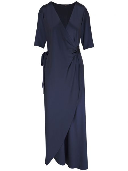 Копринена вечерна рокля с v-образно деколте Peter Cohen синьо