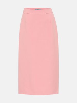 Vlnená midi sukňa Prada ružová