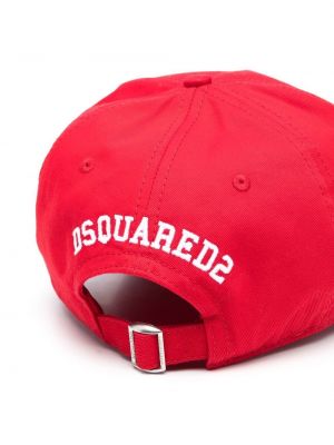 Haftowana czapka z daszkiem bawełniana Dsquared2 czerwona