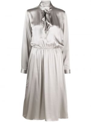 Svilena midi haljina s mašnom P.a.r.o.s.h. siva