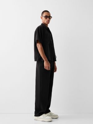 Элегантные широкие брюки Bershka черные