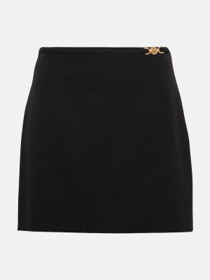 Mini spódniczka wełniana Versace czarna