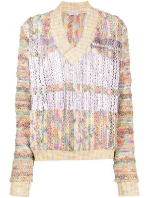 Плетен пуловер с v-образно деколте Collina Strada розово
