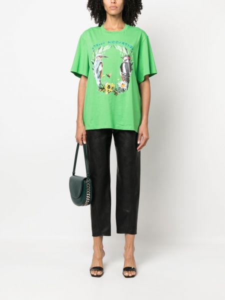 T-krekls ar izšuvumiem ar apdruku Stella Mccartney zaļš