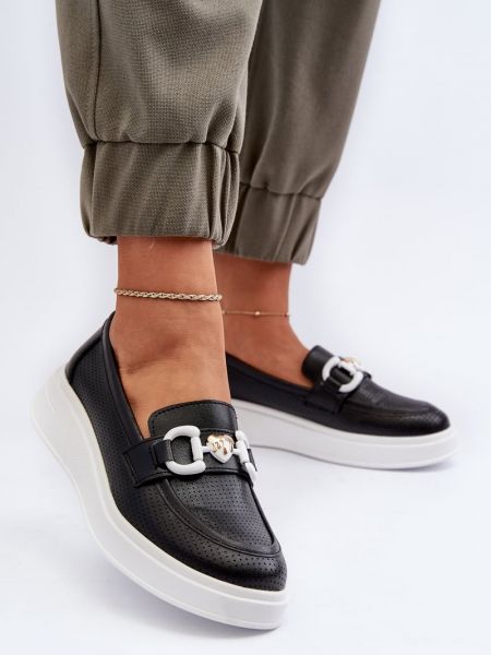 Pantofi loafer din piele cu platformă Kesi negru