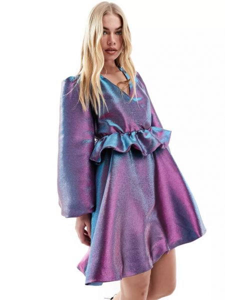 Платье мини с рюшами Y.a.s. фиолетовое