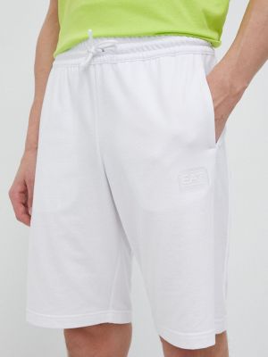 Памучни панталон Ea7 Emporio Armani бяло