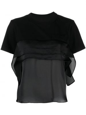 Прозрачна тениска Sacai черно