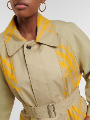 Kockovaný bavlnený trenčkot Burberry žltá