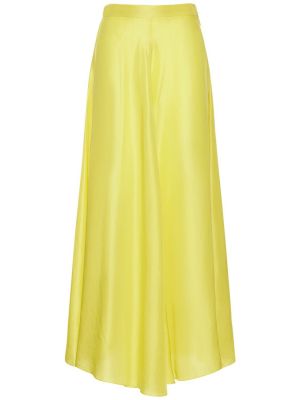 Hedvábné saténové dlouhá sukně Forte Forte žluté