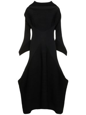 Sukienka długa z dżerseju asymetryczna Issey Miyake czarna
