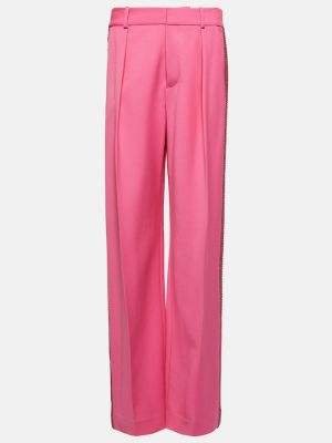 Μάλλινο παντελόνι σε φαρδιά γραμμή Area ροζ
