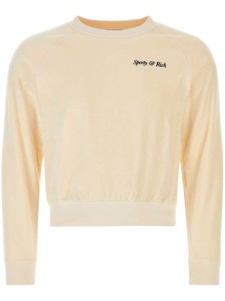 Pamuklu işlemeli sweatshirt Sporty & Rich beyaz