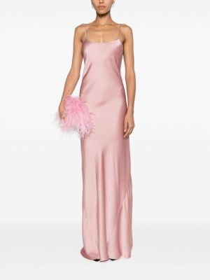 Satynowa sukienka wieczorowa Victoria Beckham różowa
