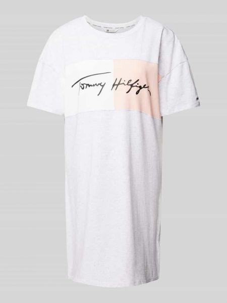 Koszula nocna z nadrukiem oversize Tommy Hilfiger szara