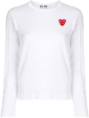 T-shirt med hjärtmönster Comme Des Garçons Play vit