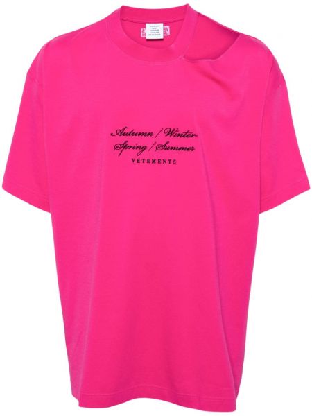 Памучна тениска Vetements розово