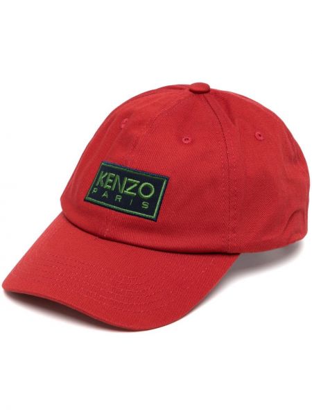 Haftowana czapka z daszkiem Kenzo czerwona