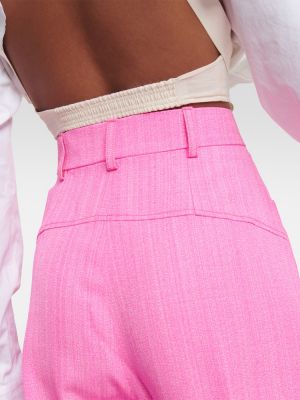 Pantaloni cu talie înaltă Jacquemus roz