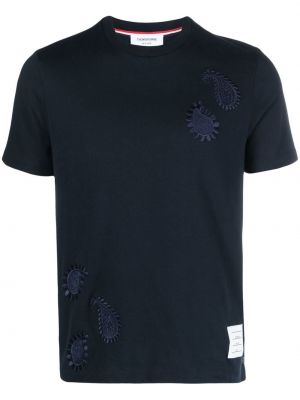 T-shirt mit stickerei mit paisleymuster Thom Browne blau