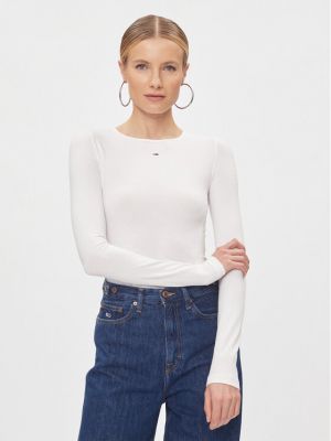Боди slim Tommy Jeans бяло