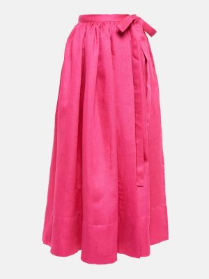 Różowa lniana długa spódnica Asceno
