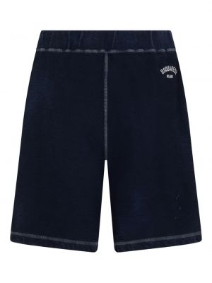 Shorts de sport en coton à imprimé Dsquared2 bleu