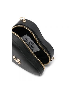 Bolsa de hombro de cuero de cuero sintético con corazón Vivienne Westwood negro