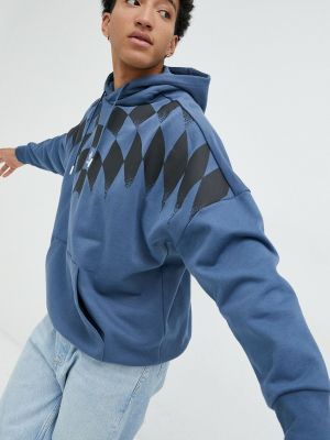 Суичър с качулка с принт Adidas Originals синьо