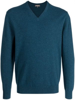 Sweter z kaszmiru z dekoltem w serek N.peal niebieski