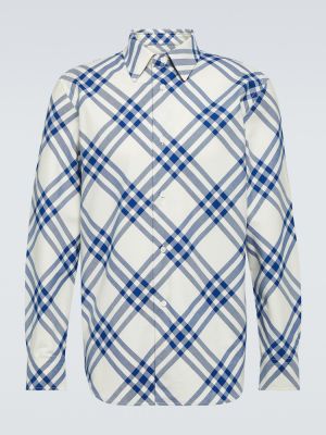 Koszula bawełniana w kratkę flanelowa Burberry niebieska