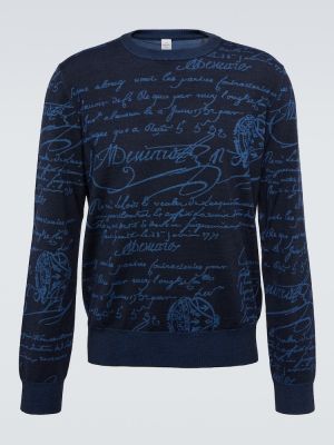 Sweter wełniany Berluti niebieski