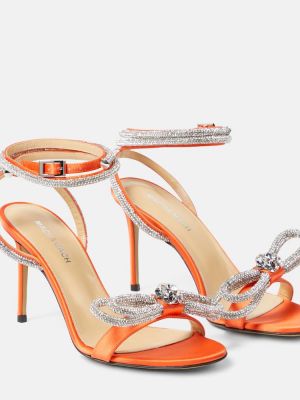Saténové sandále s mašľou Mach & Mach oranžová