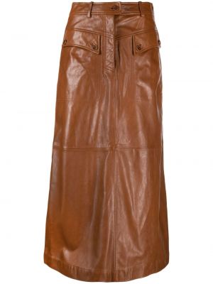 Kožená sukňa Alberta Ferretti hnedá