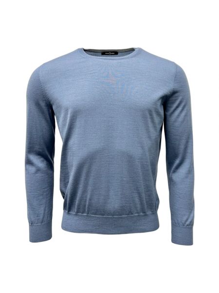 Jedwabny sweter z okrągłym dekoltem Gran Sasso niebieski