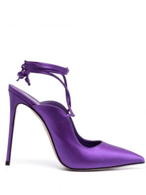 Papuci tip mules din satin Le Silla violet