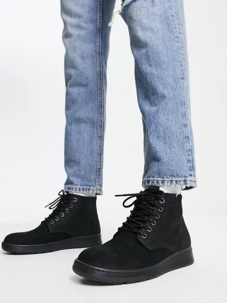 Замшевые ботинки на шнуровке Jack & Jones черные
