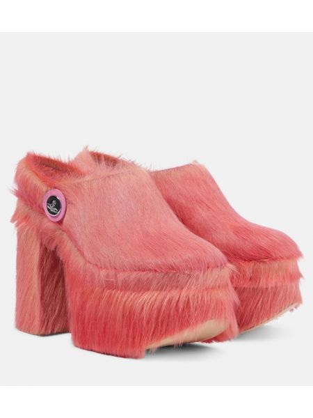Zuecos de pelo con plataforma Vivienne Westwood rosa
