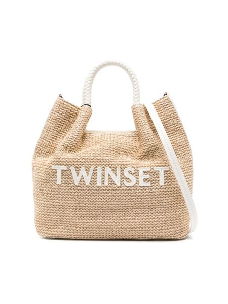 Shopper handtasche mit taschen Twinset beige